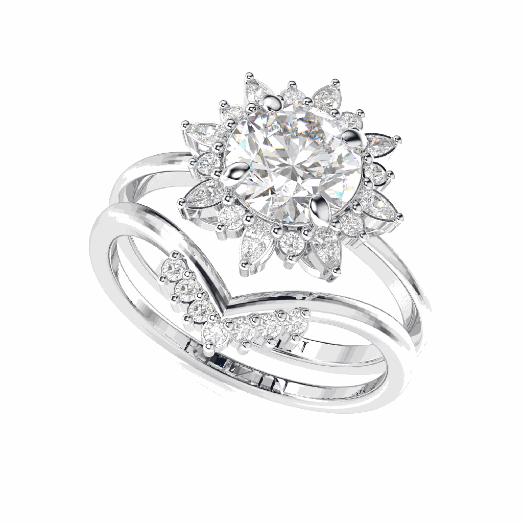 Round Diamond Fancy Bridal Ring for Her