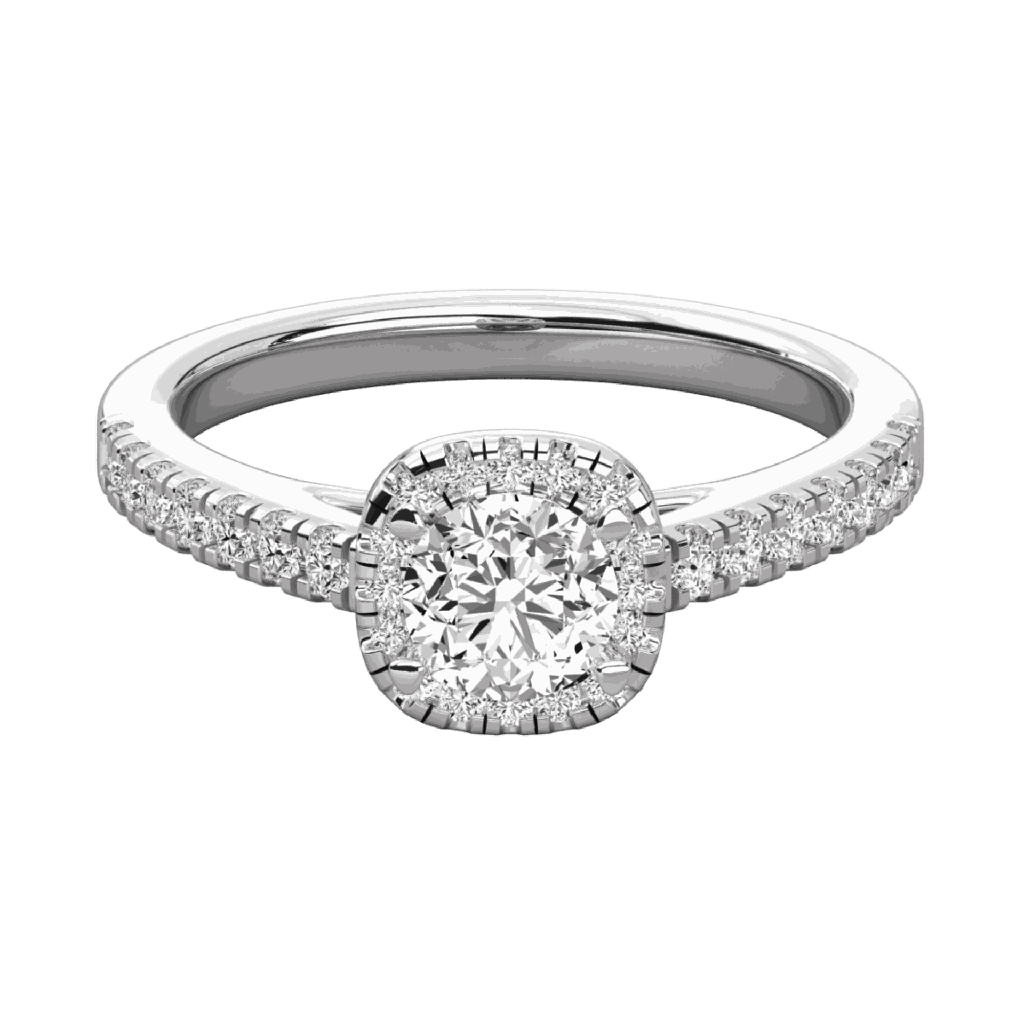  Round Diamond Halo Engagement Ring 