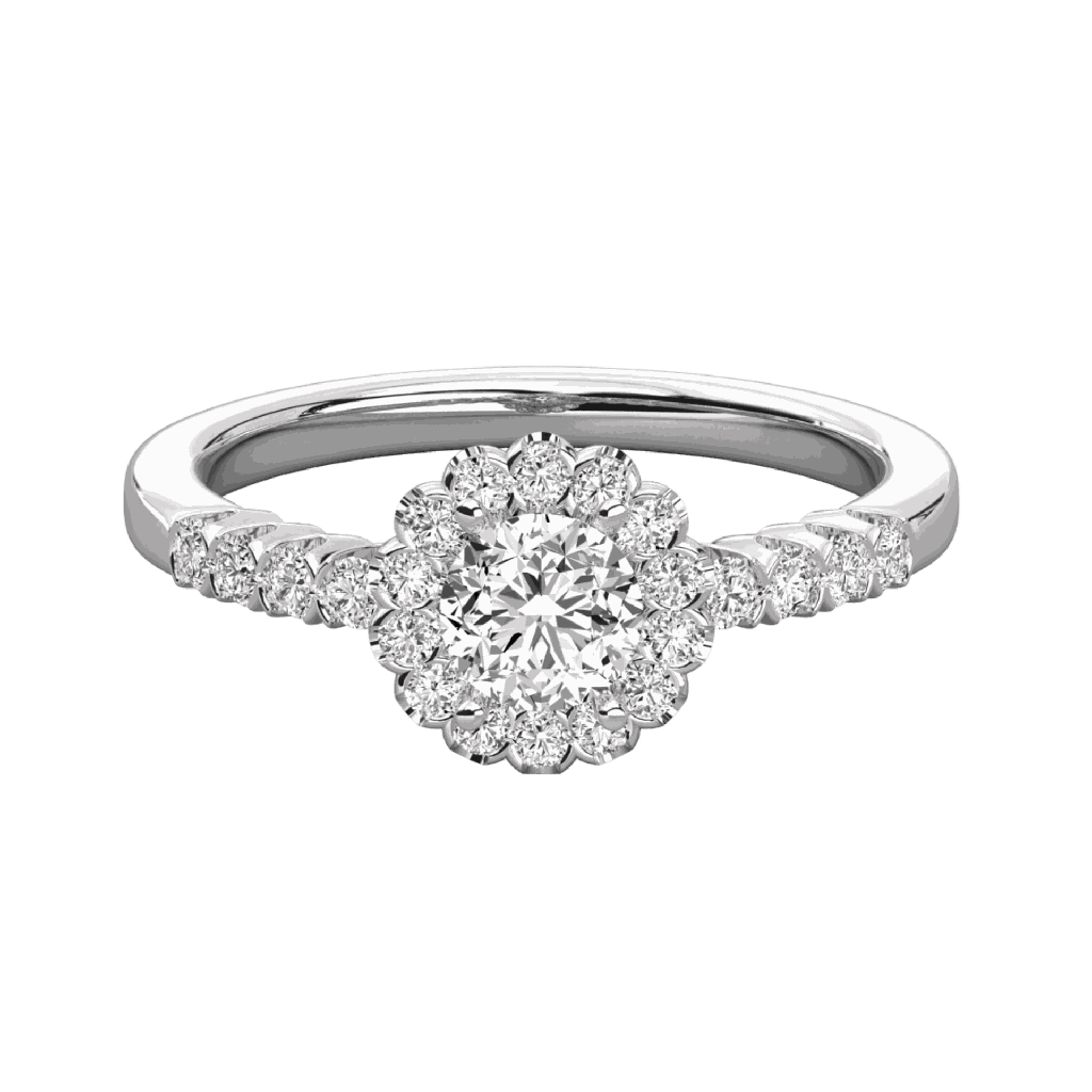  Round Diamond Prong Halo Engagement Ring
