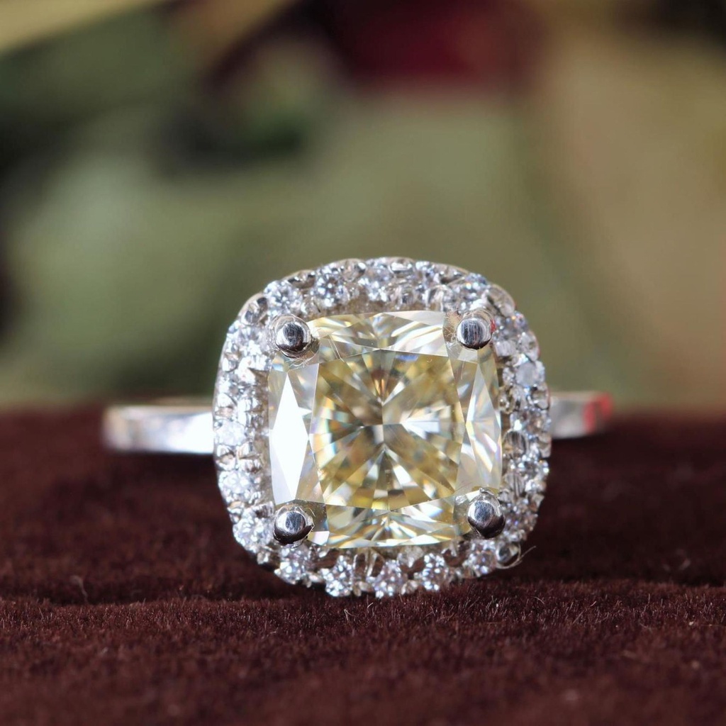 Cushion Diamond Halo Engagement Ring for Her