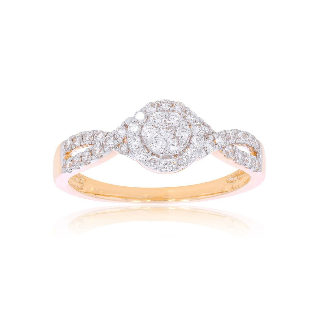  Round Diamond Twisted Rail With Double Halo Engagement Ring