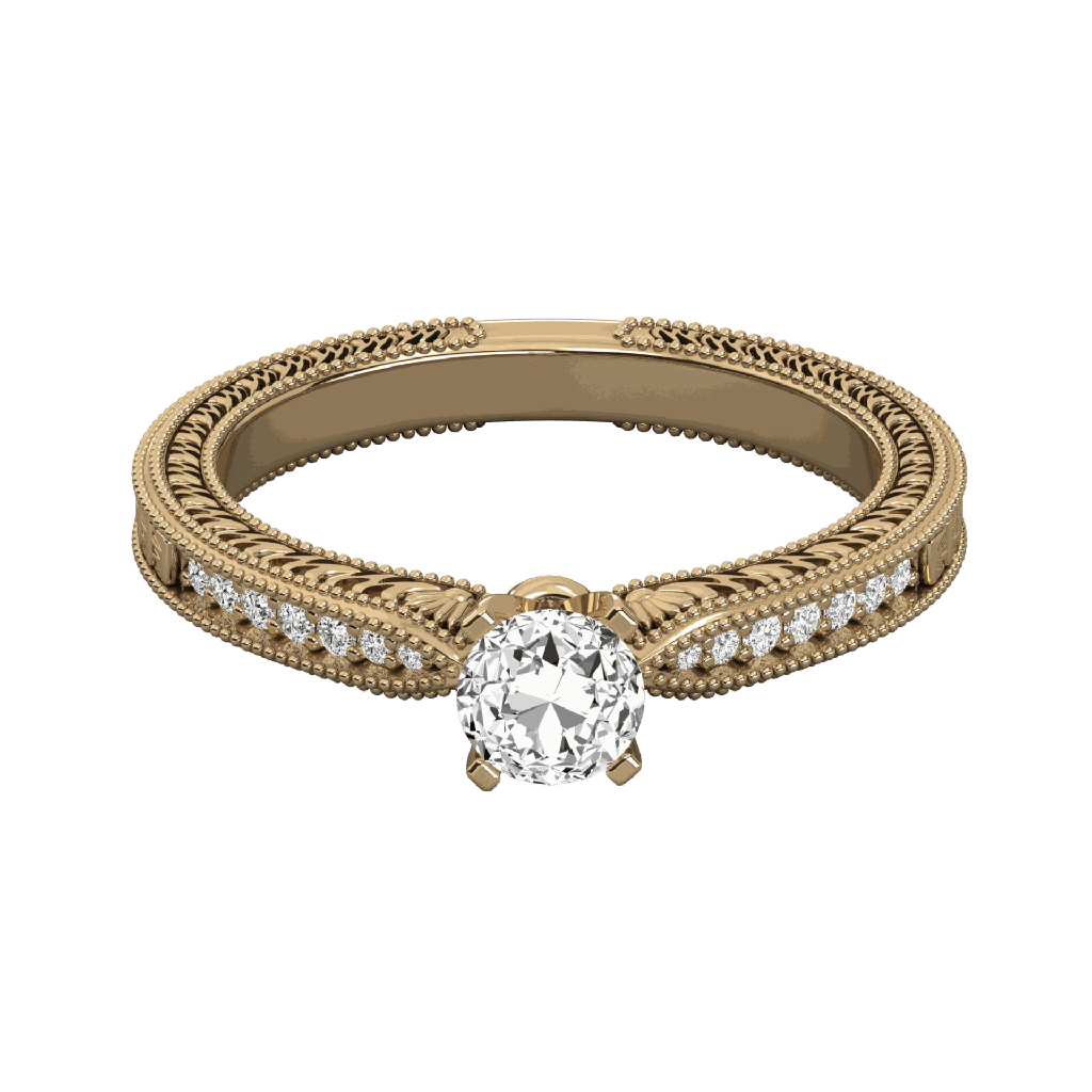  Round Cut Diamond Edwardian Style Engagement Ring 