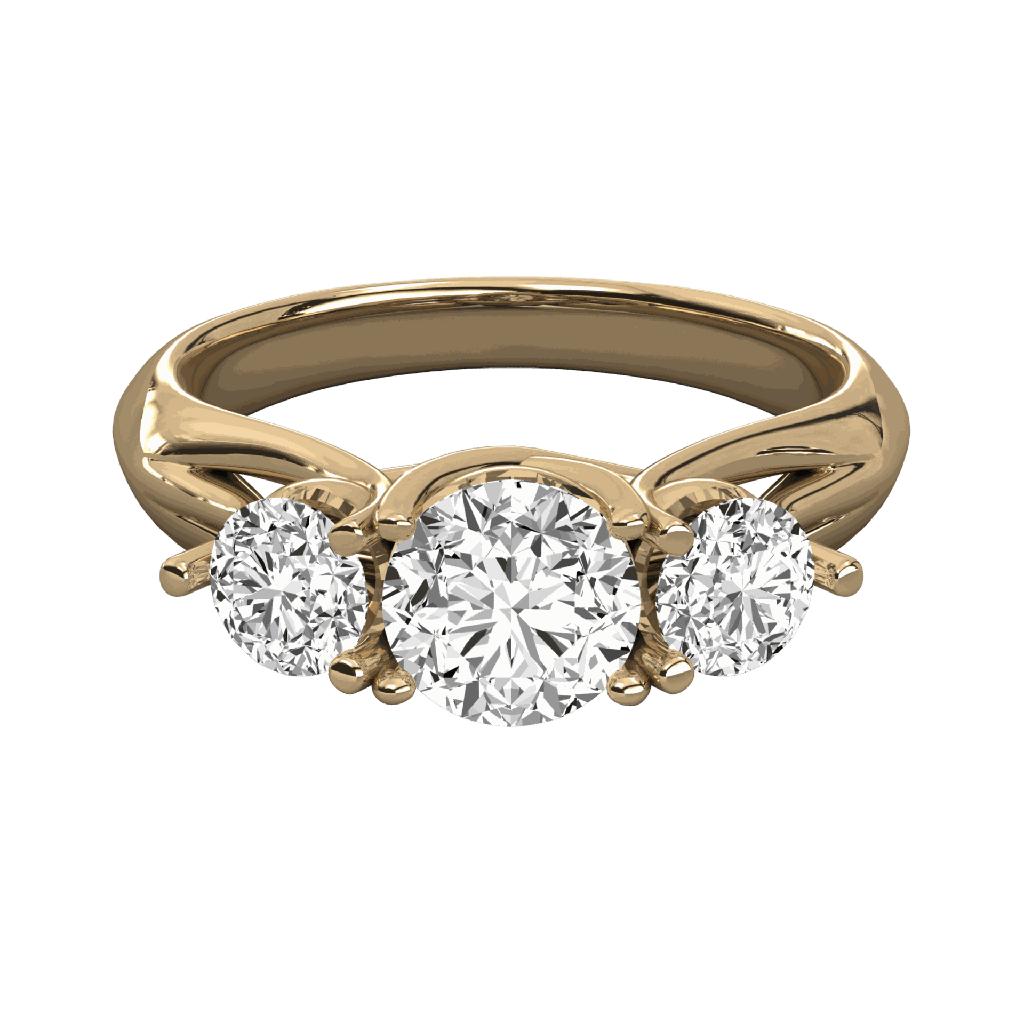 Round Cut Diamond 3 Stone Wedding Ring for Her