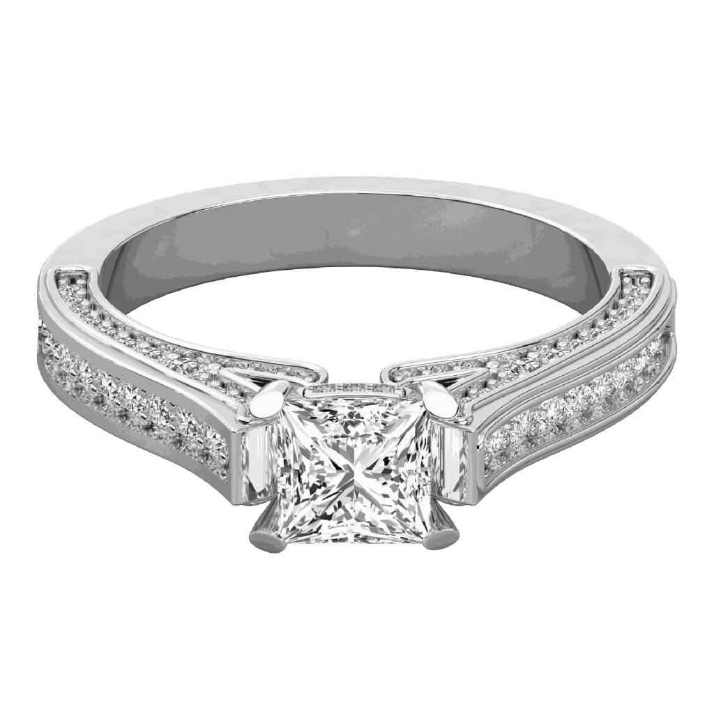 Princess Cut Diamond Prong Set Solitaire Ring 