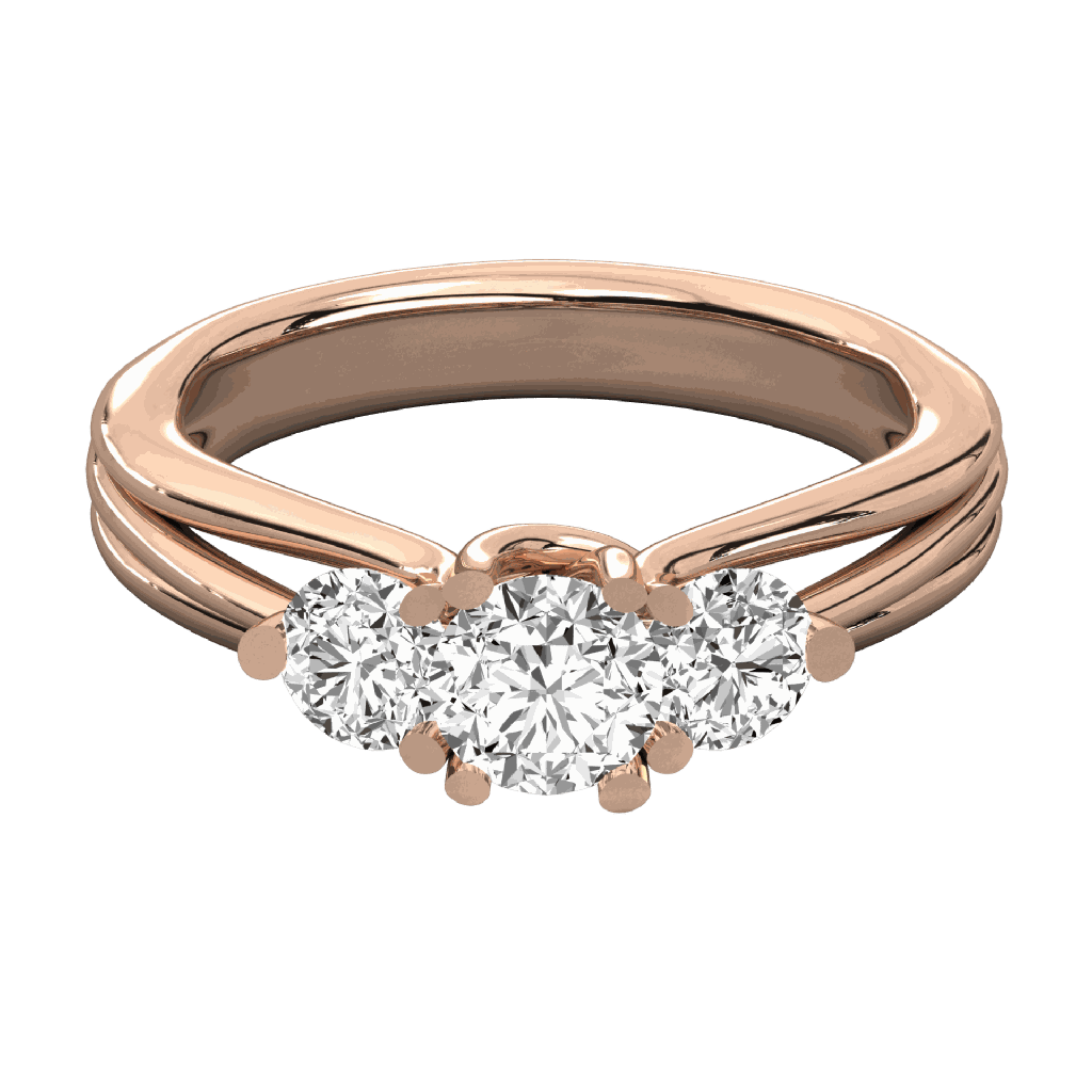 Round Diamond  Prong 3 Stone Wedding Ring for Her