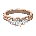Round Diamond  Prong 3 Stone Wedding Ring for Her