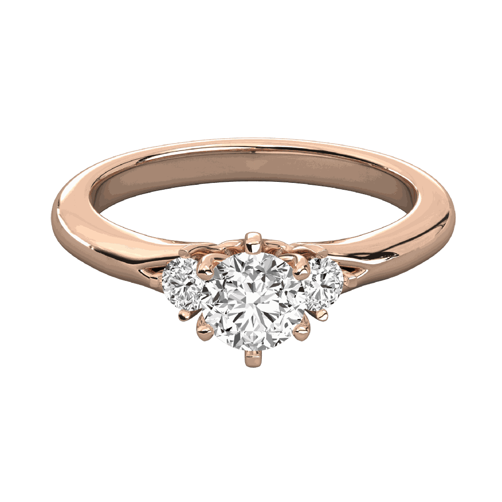  Round Cut Diamond 3 Stone Wedding Ring For Her