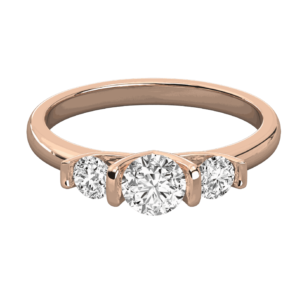  Round Diamond Shape 3 Stone Engagement Ring for Her