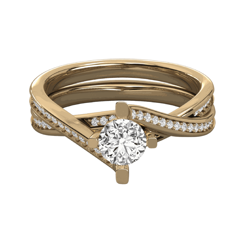  Round Diamond Two Cross Shank Solitaire Ring 