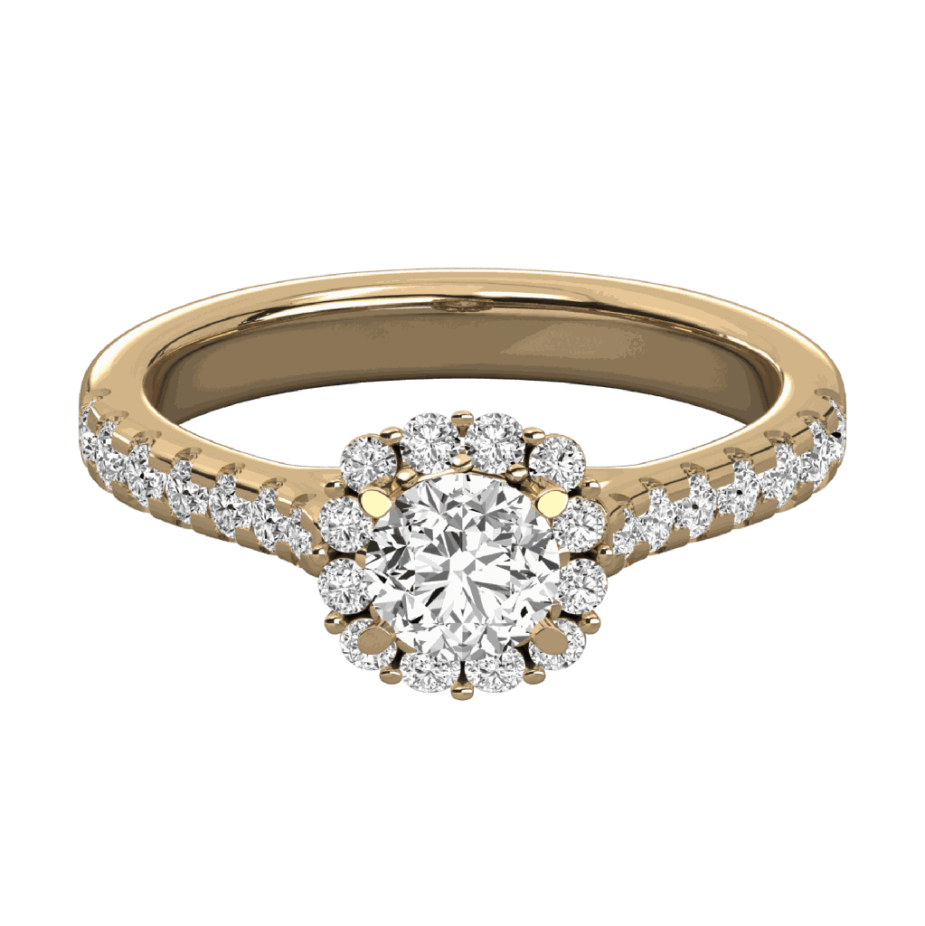  Round Cut Diamond Micro Prong Set Halo Wedding Ring For Her