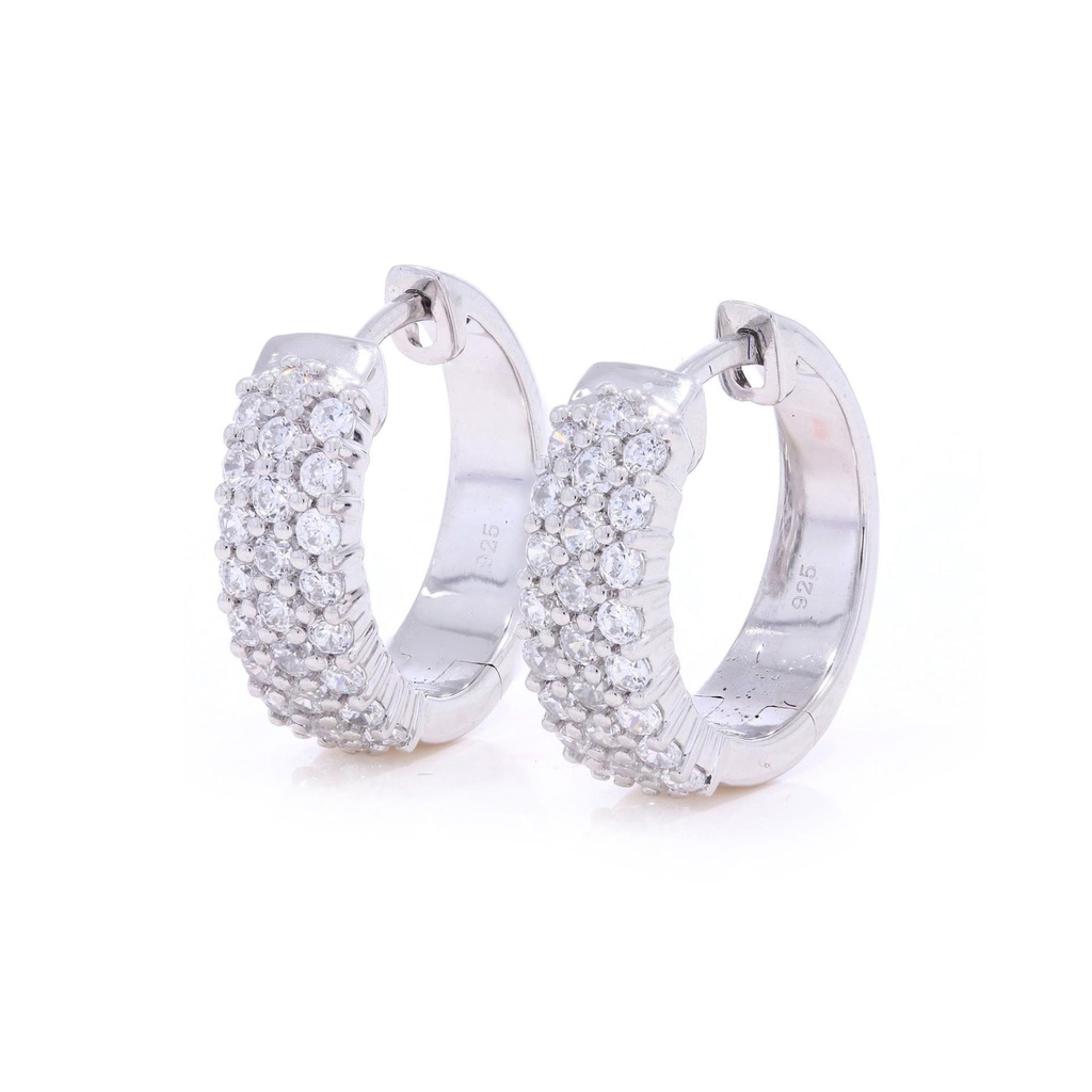  Round Diamond Three Row Huggie Hoop Earring For Her