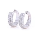  Round Diamond Three Row Huggie Hoop Earring For Her