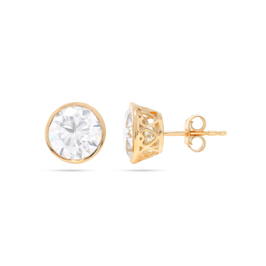 Round Diamond Pushback Stud Earrings For Her