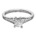 Round Diamond Milgrain Set Solitaire Wedding Band 