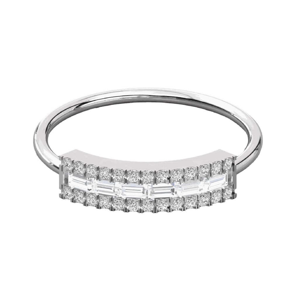  Baguette And Round Cut Diamond Halo Wedding Band For Her