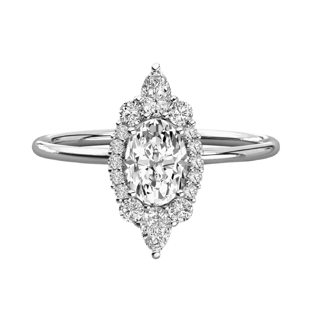 Oval Round And Pear Diamond Halo Wedding Band