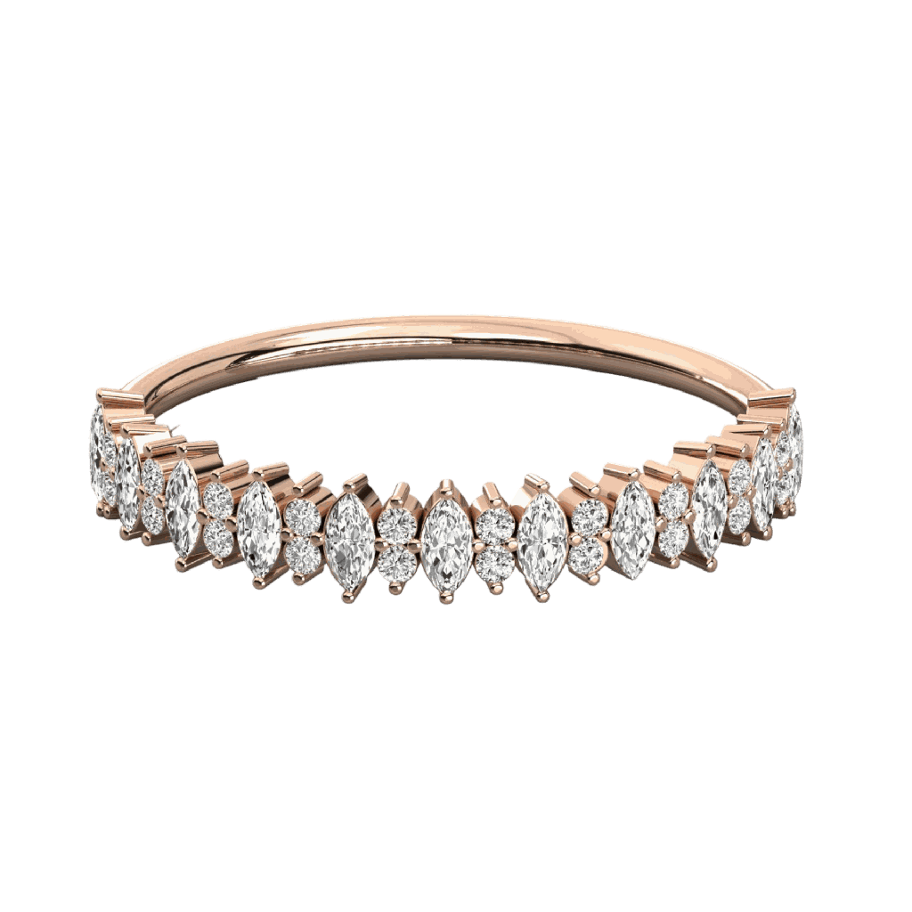  Round And Marquise Diamond Designer Wedding Band For Women