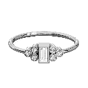  Baguette And Round Cut Diamond Halo Wedding Band 