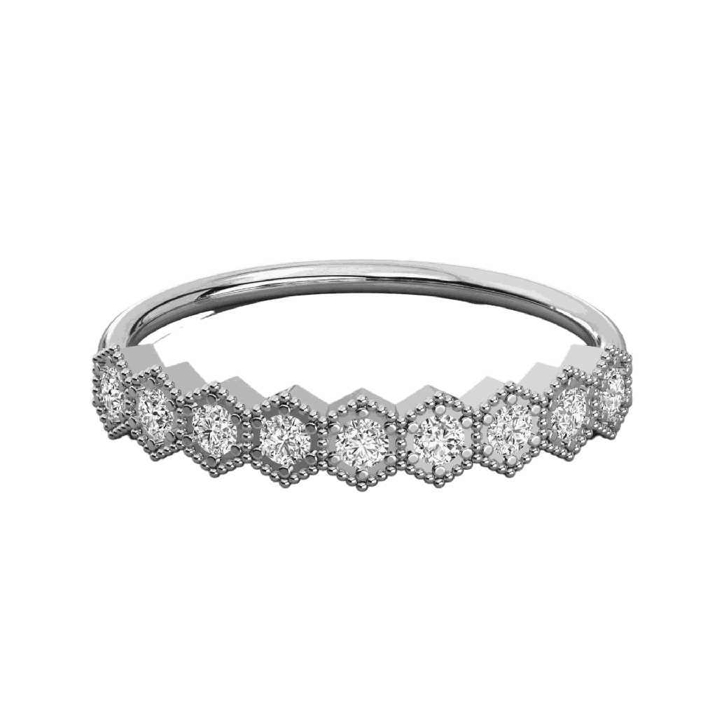  Round Diamond Filigree Design Wedding Band 