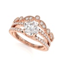 Dainty Engagement Ring Round Cut  Ring 14K Rose Gold Ring Prong Set Ring Split Shank Ring Set Promise Bridal Ring For Women