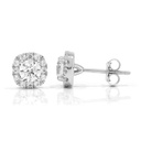 Round Diamond Prong Set Sun Flower Design Stud Earrings