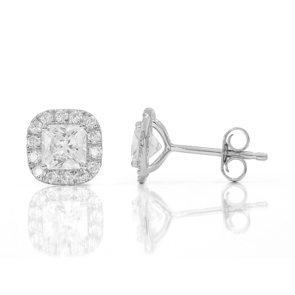 Round And Princess Diamond Designer Stud Earrings 