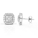  Round Diamond Plate Set Stud Earrings 