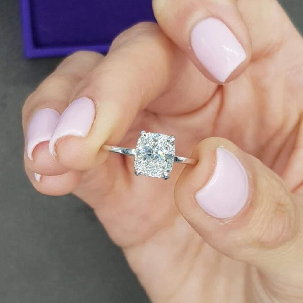 Elongated Cushion Diamond Engagement Ring for Women