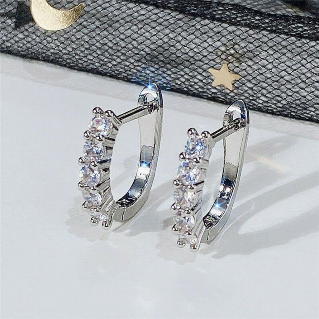 Round Diamond Hoop Earrings For Women