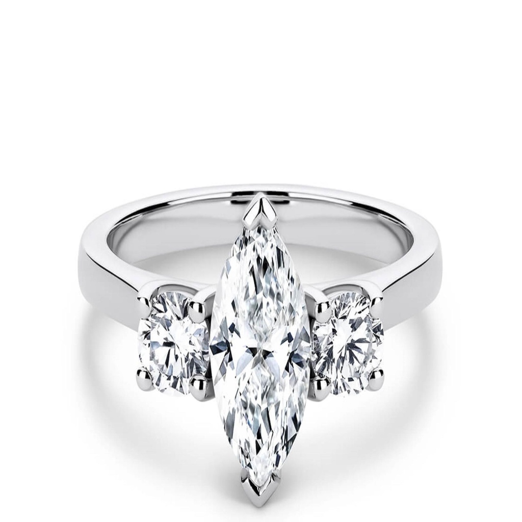  Marquise Shape Three Stone Engagement Ring For Women