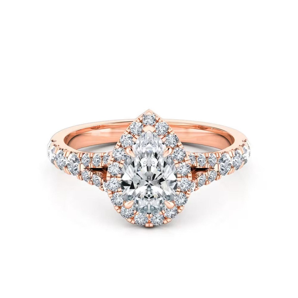 Pear Cut Split Shank Moissanite Engagement Ring 