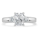 2 Carat Radiant Cut Three Stone Moissanite Ring in White Gold