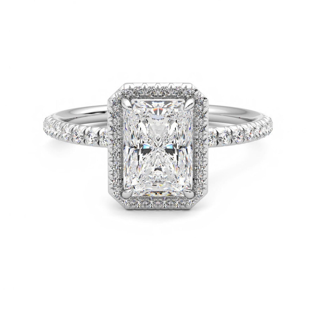 Radiant Cut Halo Engagement Ring For Women
