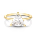 1.50 Carat Trillion Cut Hidden Halo Moissanite Ring in Yellow Gold
