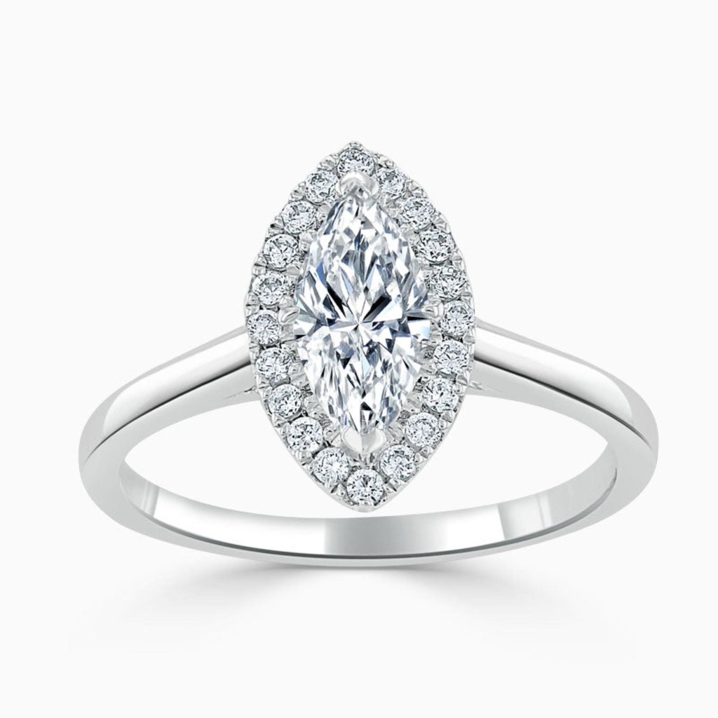  Marquise Cut Halo Engagement Ring For Women