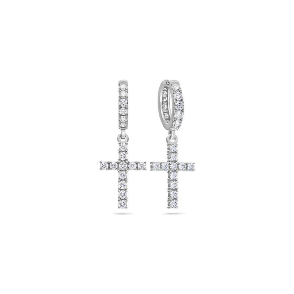  Round Moissanite Cross Drop Earrings 