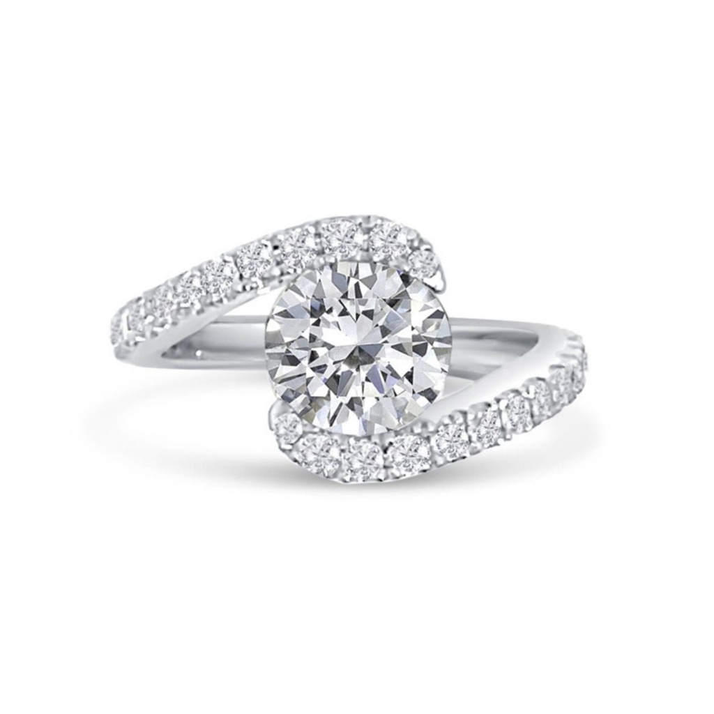  Bypass Round Shape Moissanite Engagement Ring