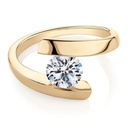 1.20 Ct Tension Set Round Moissanite Solitaire Engagement Ring In Yellow Gold