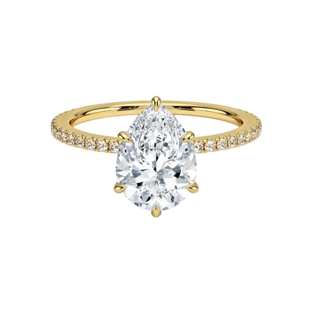 Pear Cut Hidden Halo Engagement Ring For Women