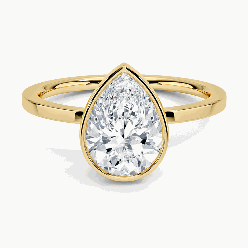  Pear Cut Bezel Set Engagement Ring For Women