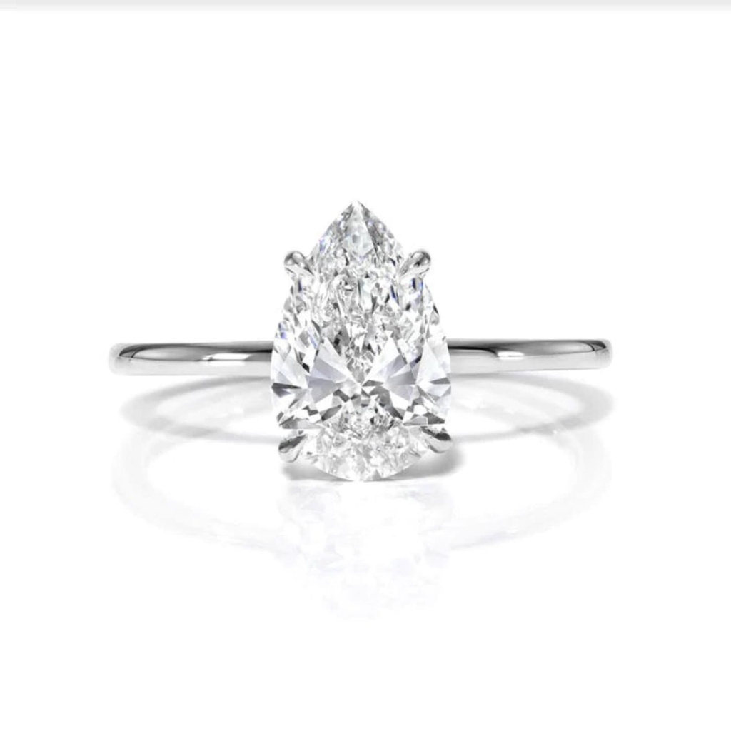  Pear Shaped Hidden Halo Engagement Ring For Women