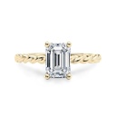  Emerald Shaped Rope Design Solitaire Engagement Ring for Women