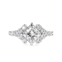  Princess Cut Lab Grown Diamond Engagement Ring / 14K Rose Gold Cluster With Accent Ring / Certified Princess Cut Lab Diamond Ring