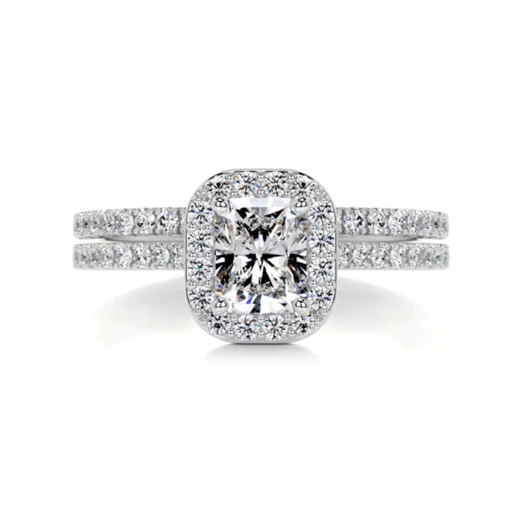  Radiant Shape Halo Bridal Set Ring For Women