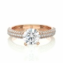  Round Cut 3 Row Pave Band Diamond Engagement Ring For Women