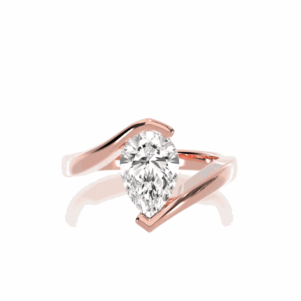 1 Carat Pear Shape Lab Diamond Bypass Engagement Ring In Rose Gold