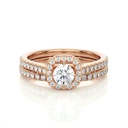  Round Cut Prong Set Halo Diamond Bridal Set Ring For Women