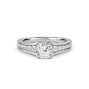  Cushion Cut Cathedral 4 Prong Set Lab Diamond Ring