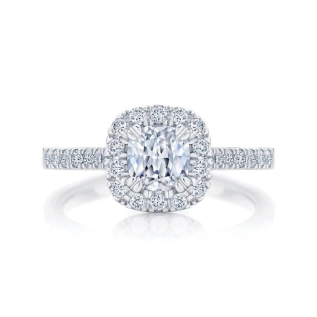 Cushion Cut Prong Set Halo Lab Diamond Engagement Ring 