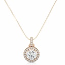 Round Cut 4 Prong Set Halo Diamond Pendant For Women